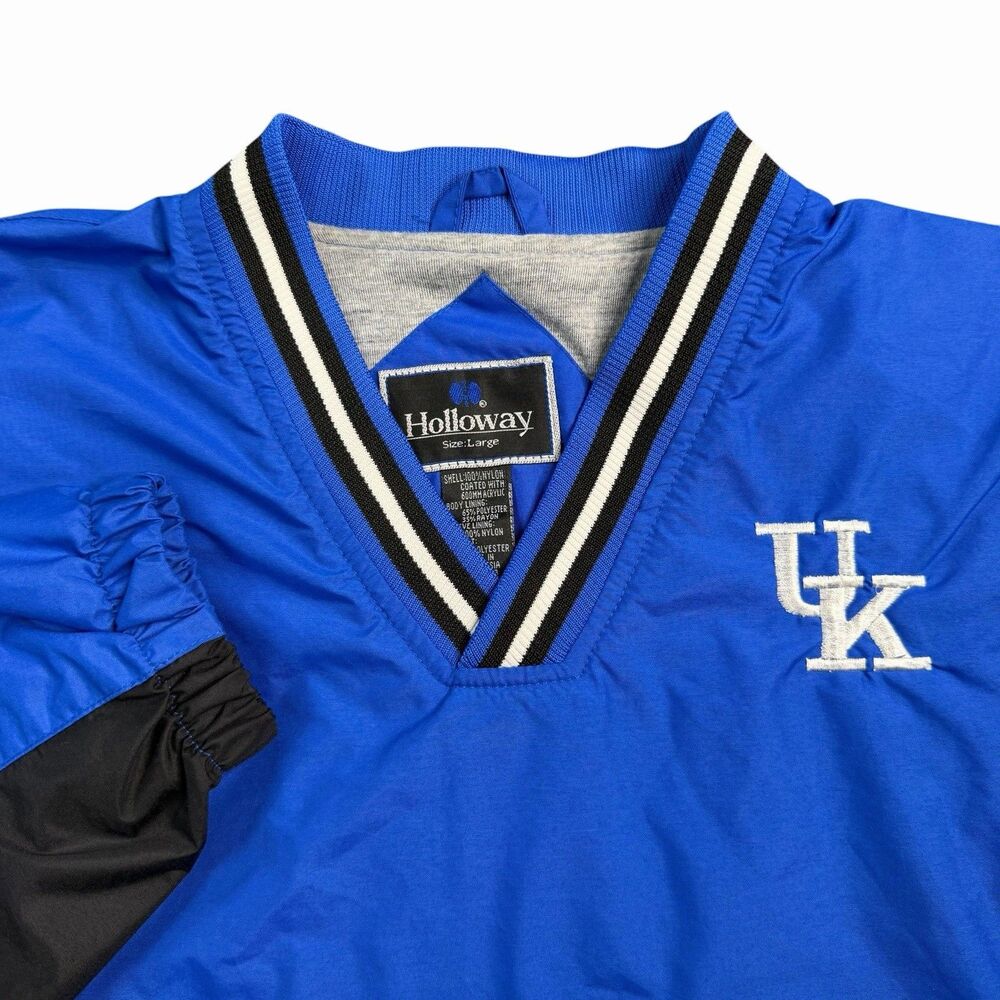 Vintage Kentucky Wildcats Blue Windbreaker Mens Large Holloway Fleece Lined UK